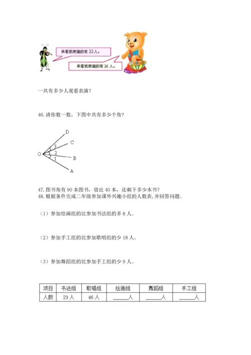 小学二年级上册数学应用题100道含答案（模拟题）.docx