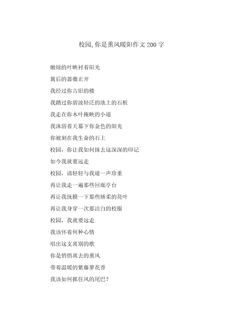 校园,你是熏风暖阳作文200字