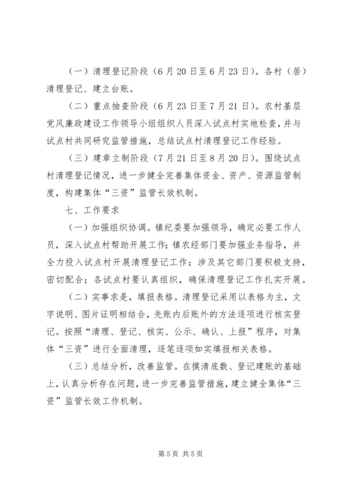镇开展“三资”清理登记工作实施方案.docx