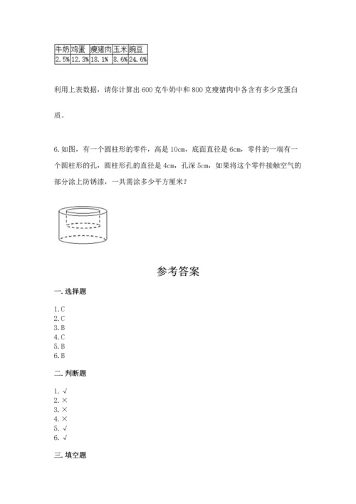 人教版六年级下册数学期末测试卷加精品答案.docx