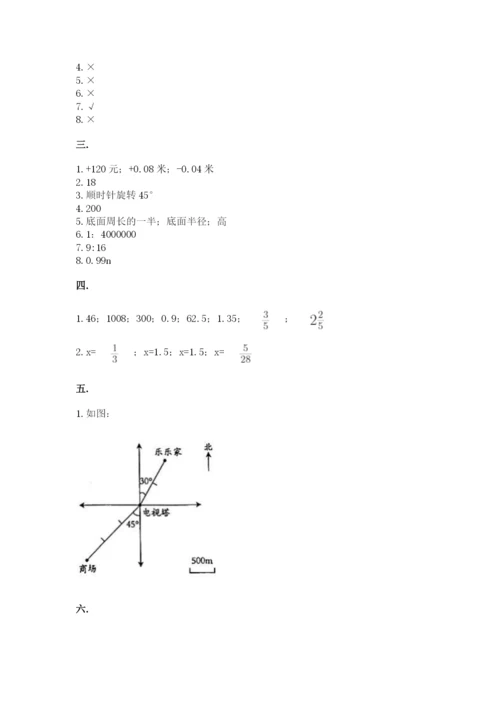 小学六年级下册数学摸底考试题附完整答案（网校专用）.docx