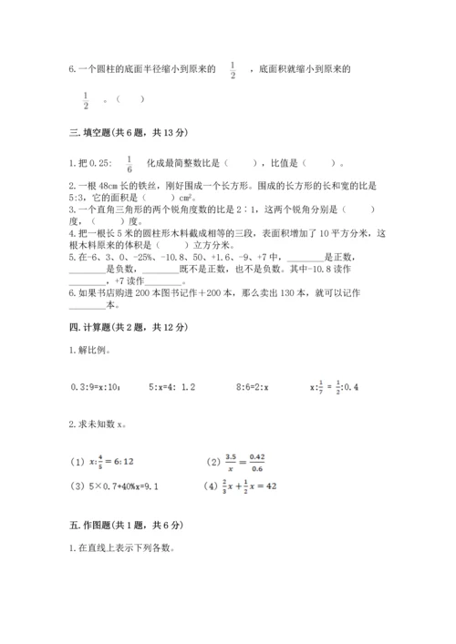 人教版六年级下册数学期末测试卷含答案【达标题】.docx