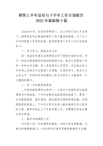 销售上半年总结与下半年工作计划报告2022年最新版十篇.docx