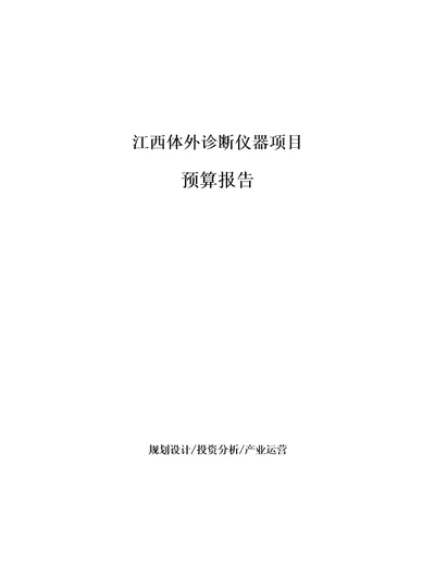 江西体外诊断仪器项目预算报告