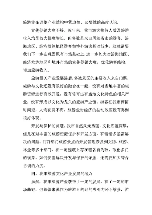 市旅游文化产业发展情况调查报告