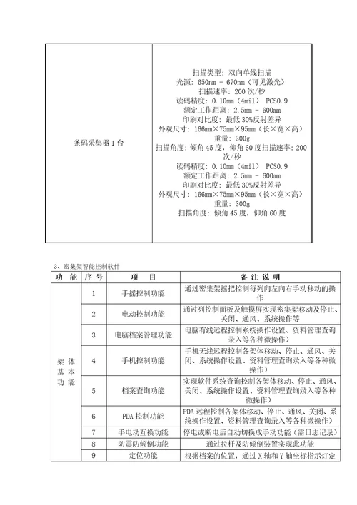 档案室智能型电动密集架技术参数