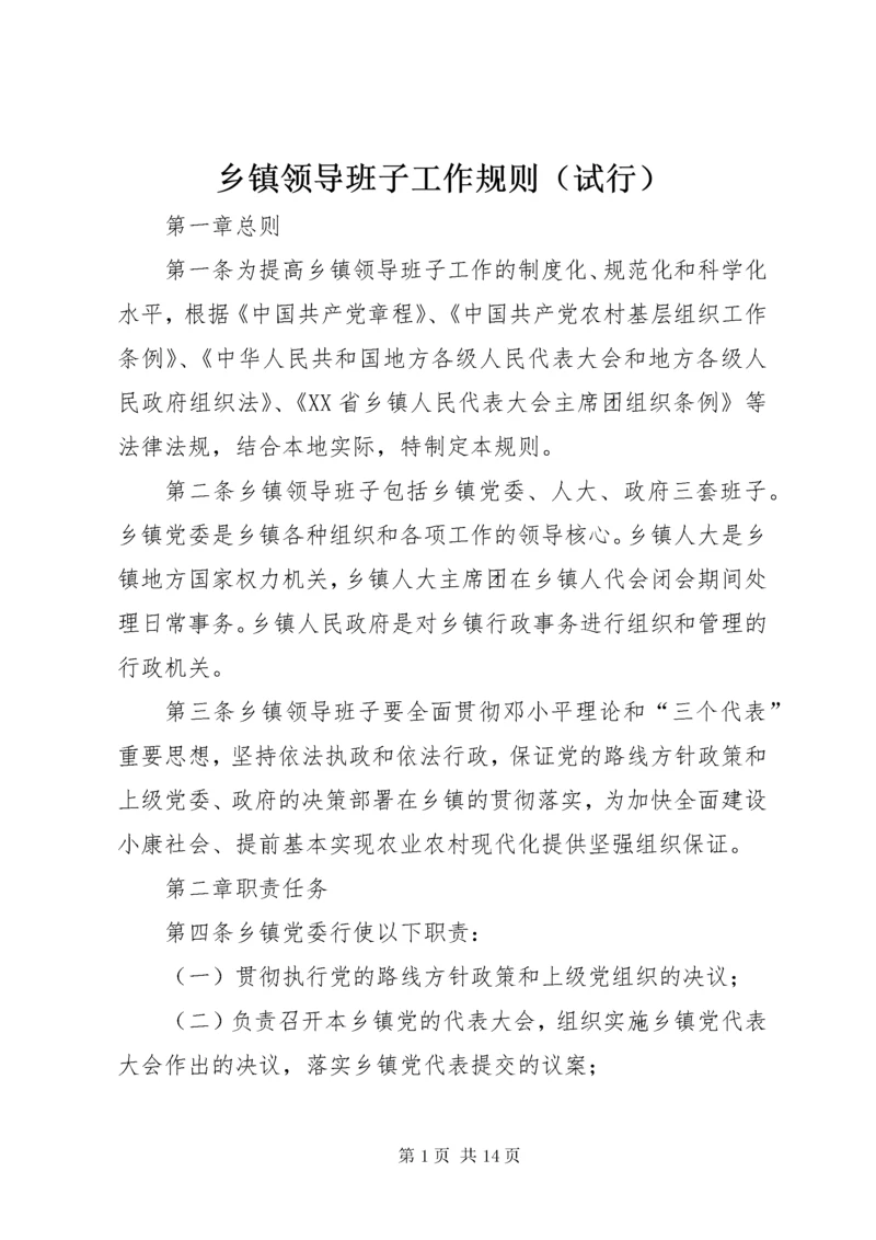 乡镇领导班子工作规则（试行）.docx