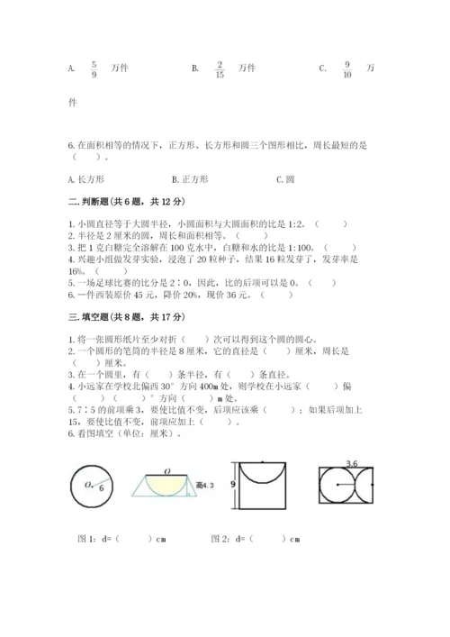 小学数学六年级上册期末卷含完整答案【考点梳理】.docx