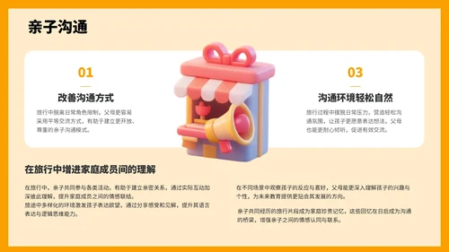 橙色3D风国庆亲子游攻略PPT模板