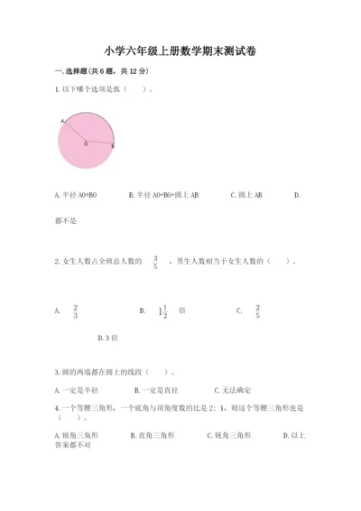 小学六年级上册数学期末测试卷【精练】.docx