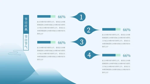 蓝色中国水墨风清明节主题PPT模板