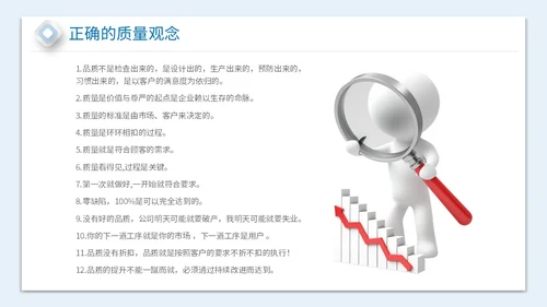 2023简约放大镜3D小人风企业公司员工质量意识会议培训模板
