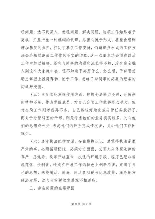 市国家税务局副局长党性分析材料 (3).docx