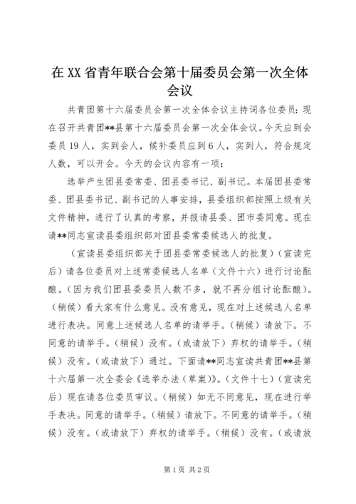 在XX省青年联合会第十届委员会第一次全体会议 (5).docx