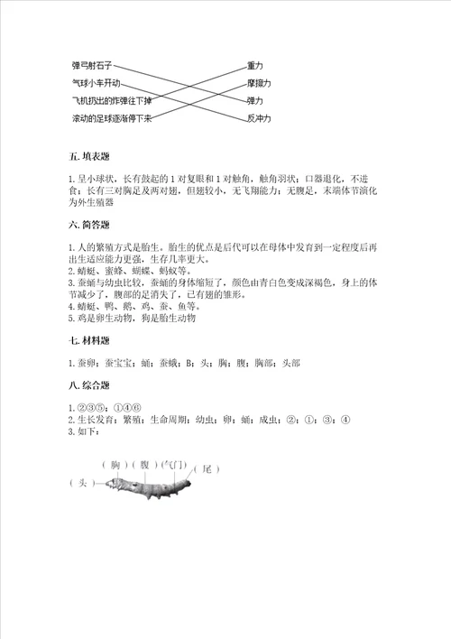 教科版科学三年级下册第二单元动物的一生测试卷及参考答案ab卷