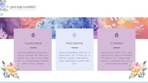 清新唯美文艺插画花朵画室总结通用PPT模板