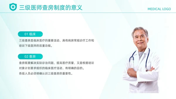 绿色简约风线条医师培训三级医师查房制度动态PPT中国医师节