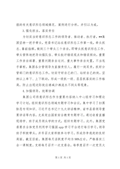 集团党委落实意识形态工作责任制情况自查总结.docx