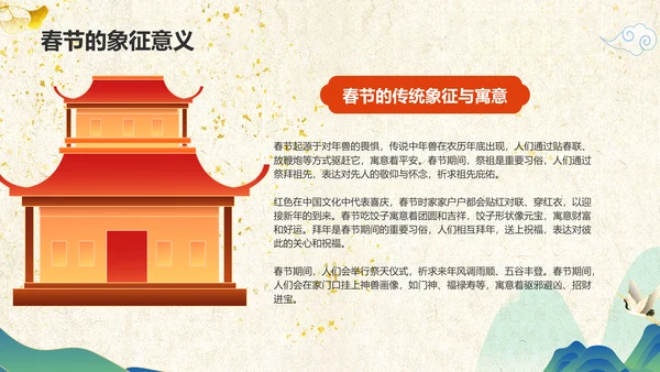 黄色国潮风春节的传说与习俗PPT模板