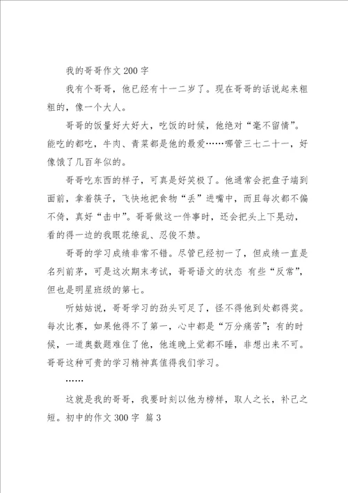 初中的作文300字集锦7篇