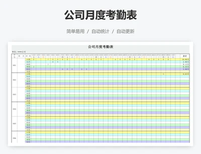 公司月度考勤表