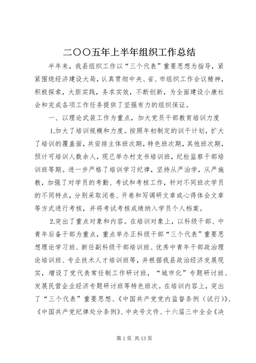 二○○五年上半年组织工作总结.docx