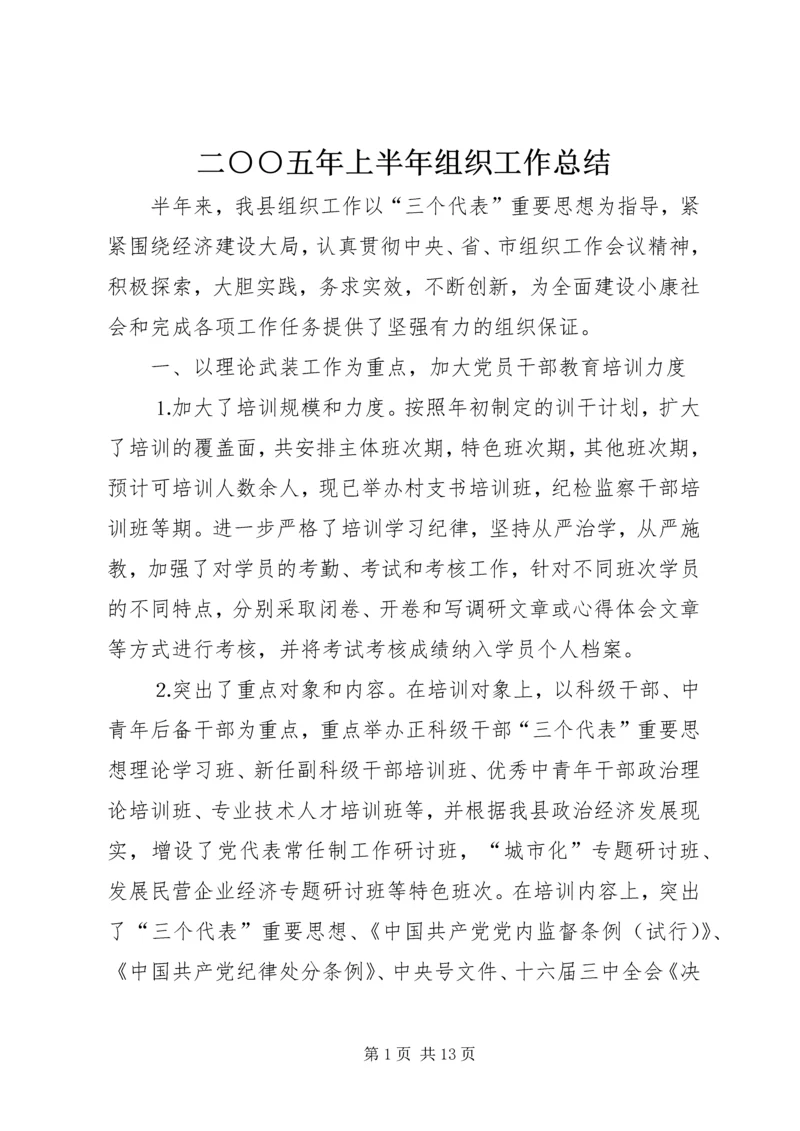 二○○五年上半年组织工作总结.docx