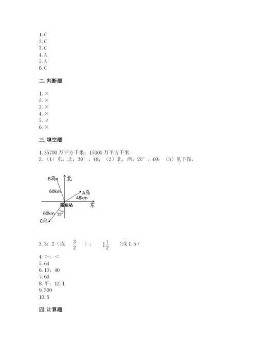 2022六年级上册数学期末测试卷及参考答案（名师推荐）.docx
