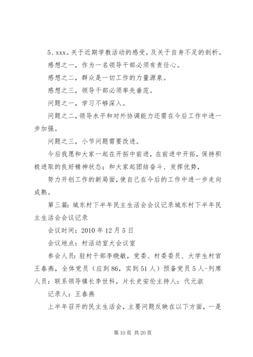 保水溪村民主生活会会议记录.docx