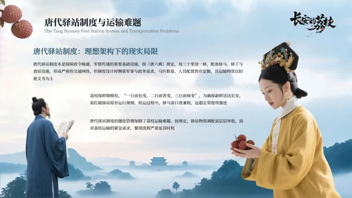 蓝色国风《长安的荔枝》读书分享PPT模板