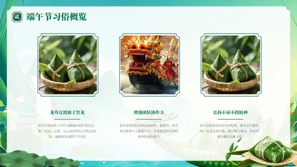 绿色国风端午节文化传承与习俗PPT模板
