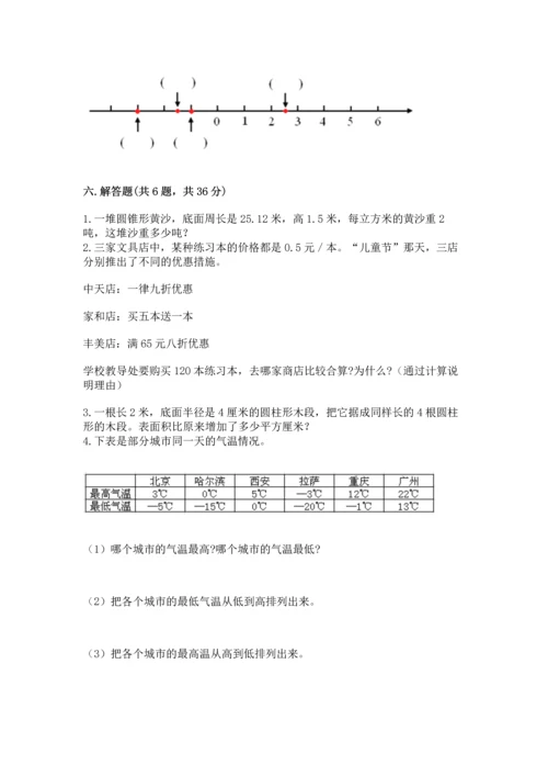 六年级下册数学《期末测试卷》精品（预热题）.docx