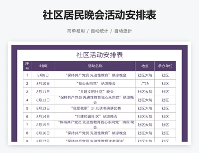 社区居民晚会活动安排表