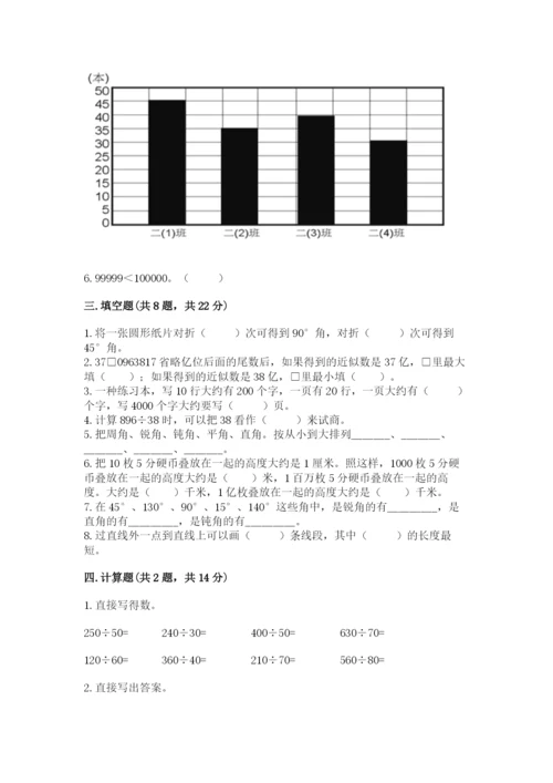 人教版四年级上册数学 期末测试卷及参考答案（巩固）.docx