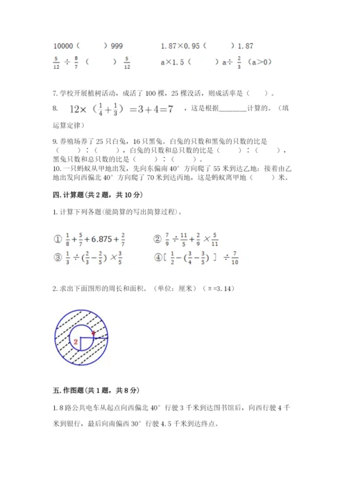 2022六年级上册数学期末测试卷含答案【名师推荐】.docx