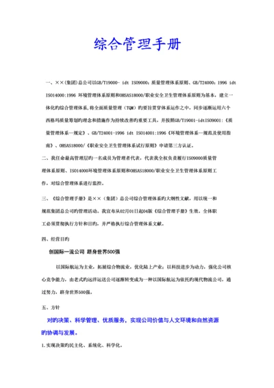 公司综合管理标准手册模板.docx