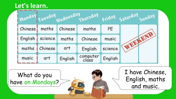Unit 2 My week Part A Let's learn课件 （共45张PPT）