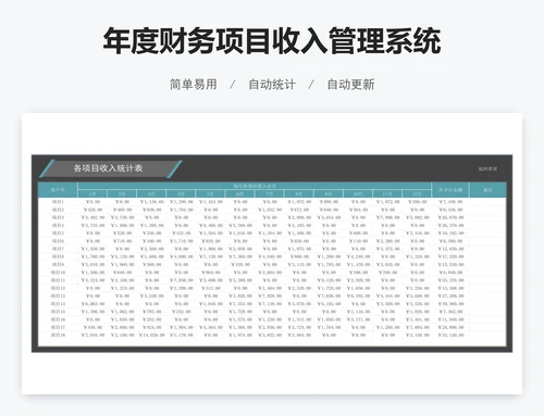 年度财务项目收入管理系统