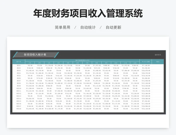 年度财务项目收入管理系统