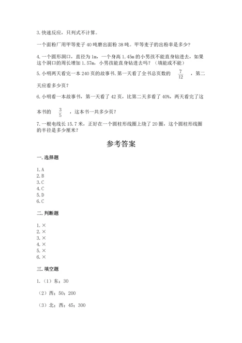 人教版六年级上册数学期末测试卷带答案（综合题）.docx