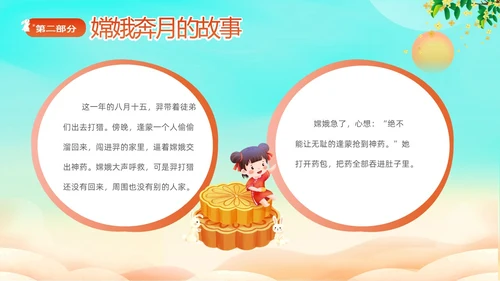 蓝色剪影插画风中国神话故事嫦娥奔月故事PPTz中秋