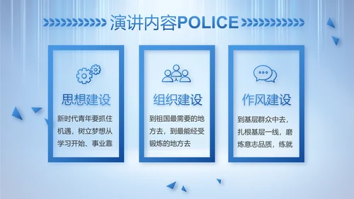 蓝色大气公安警察工作总结计划PPT