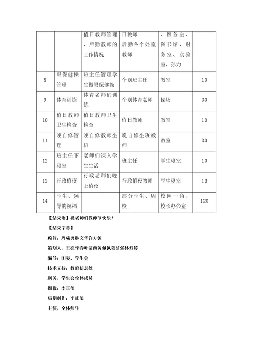 教师节宣传片拍摄脚本