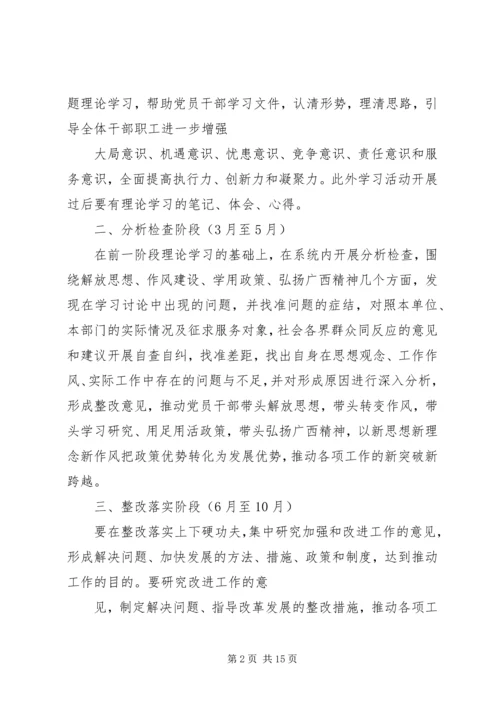 开展“解放思想、赶超跨越”大讨论活动学习计划.docx