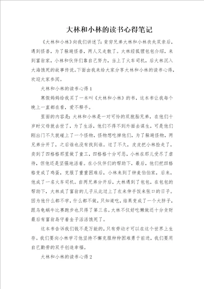 大林和小林的读书心得笔记