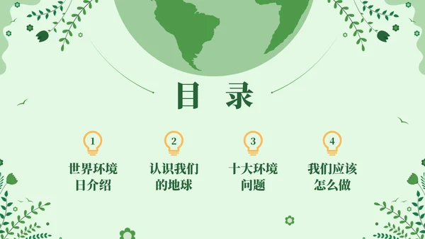 世界环境日爱护环境保护宣传教育通用PPT模板