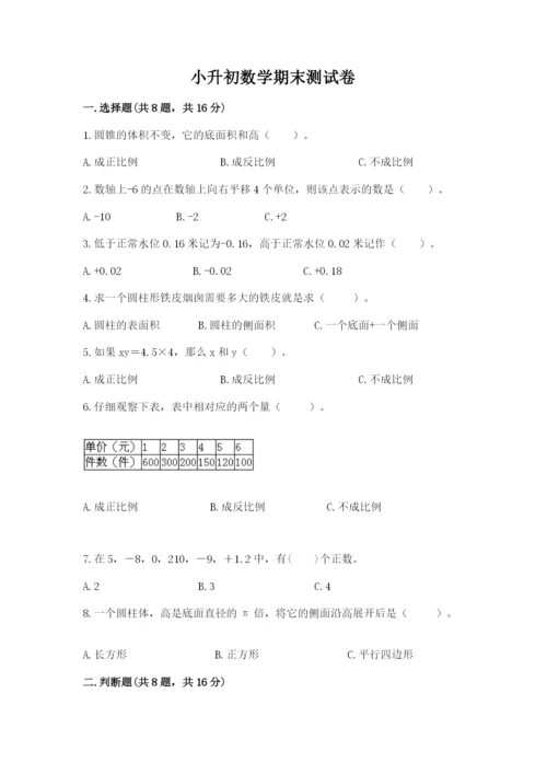 小升初数学期末测试卷含完整答案（各地真题）.docx