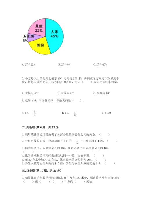 2022年人教版六年级上册数学期末测试卷精品（有一套）.docx