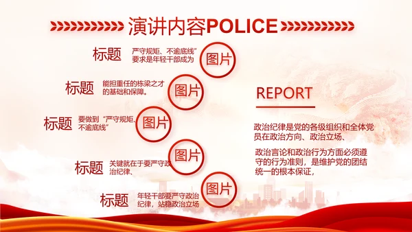 红色大气公安民警述职报告动态PPT模板