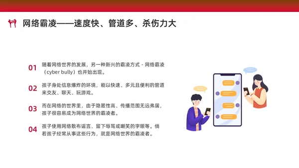 红色水彩简约预防校园欺凌家长会PPT课件